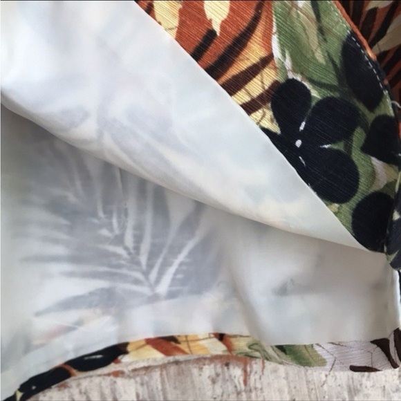 Eddie Bauer Brown and Orange Tropical 3/4 Sleeve Button Down Silk Blazer - Picture 5 of 12